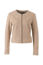 Women's cream suede lambskin Spencer jacket - Image n°3