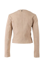 Women's cream suede lambskin Spencer jacket - Image n°4