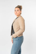 Women's cream suede lambskin Spencer jacket - Image n°6