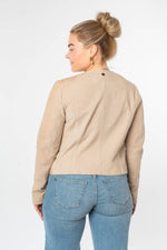 Women's cream suede lambskin Spencer jacket - Image n°2