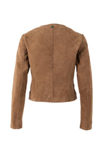 Women's camel suede lambskin spencer jacket - Image n°4