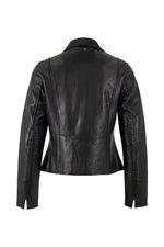 Sleek black lambskin women's jacket - Image n°2