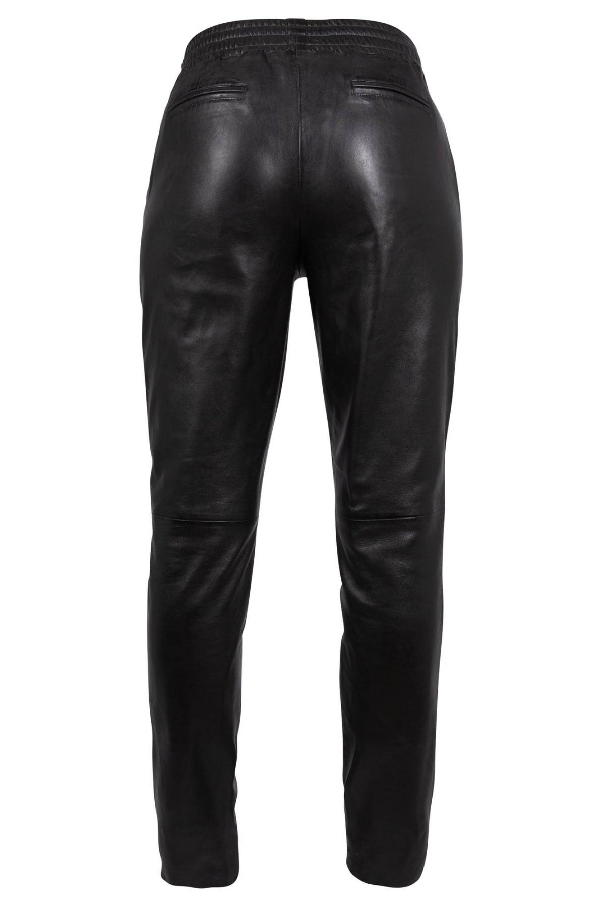 Black lambskin jogger trousers with an elasticated waist - Image n°3