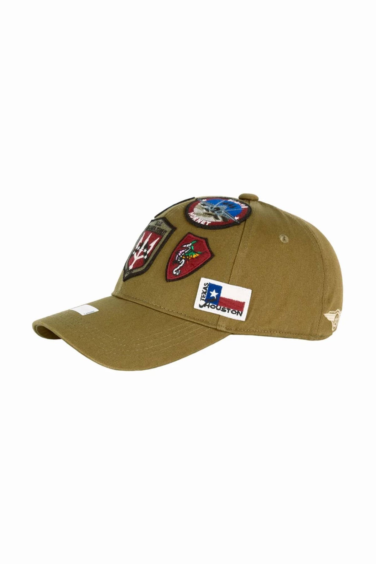 Olive cotton cap with embroidered patches - Image n°2