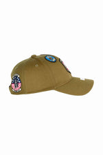 Olive cotton cap with embroidered patches - Image n°3