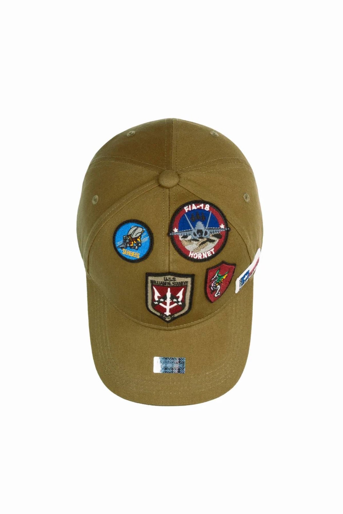 Olive cotton cap with embroidered patches - Image n°5