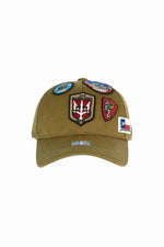 Olive cotton cap with embroidered patches - Image n°1