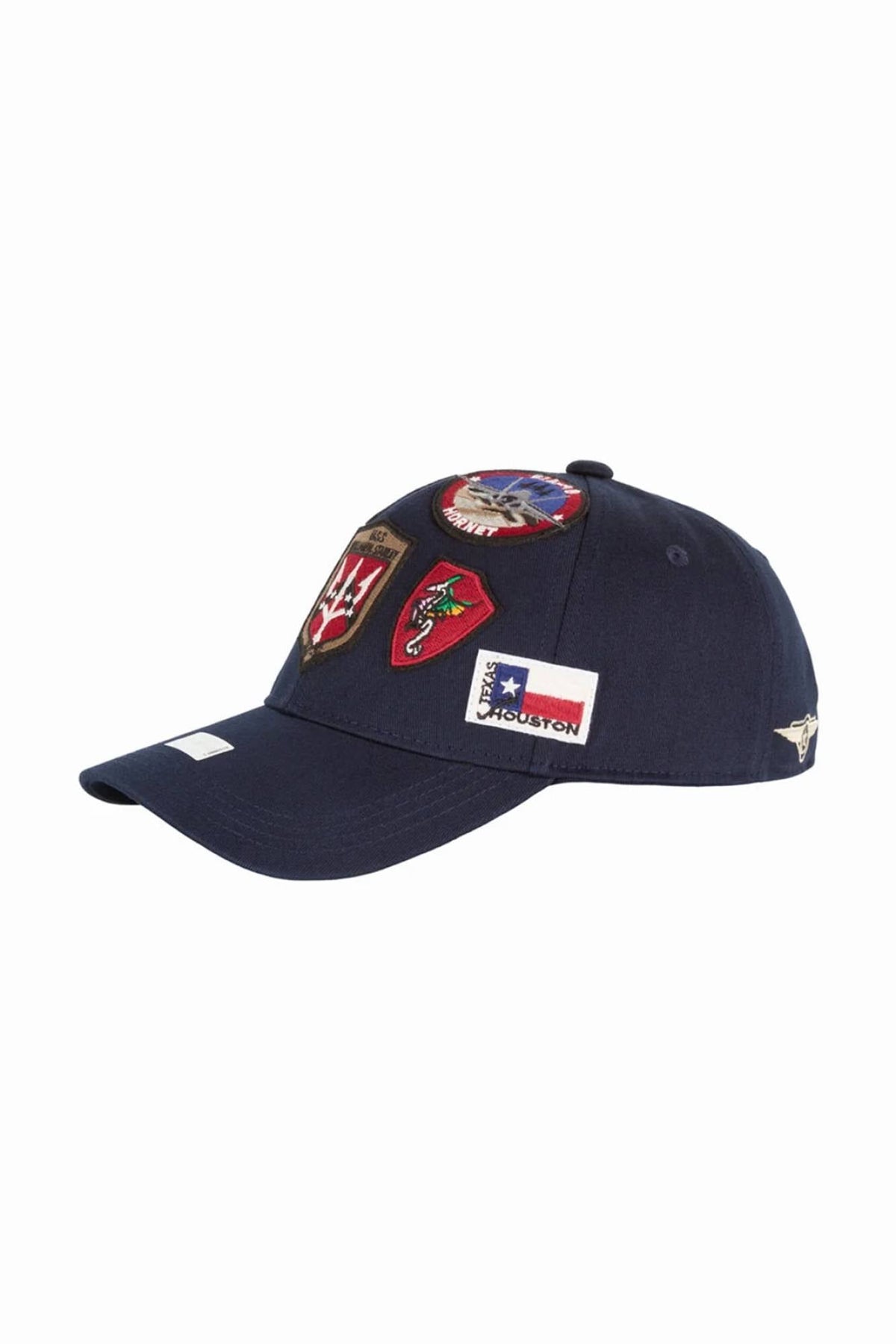 Navy blue cotton cap with embroidered patches - Image n°2