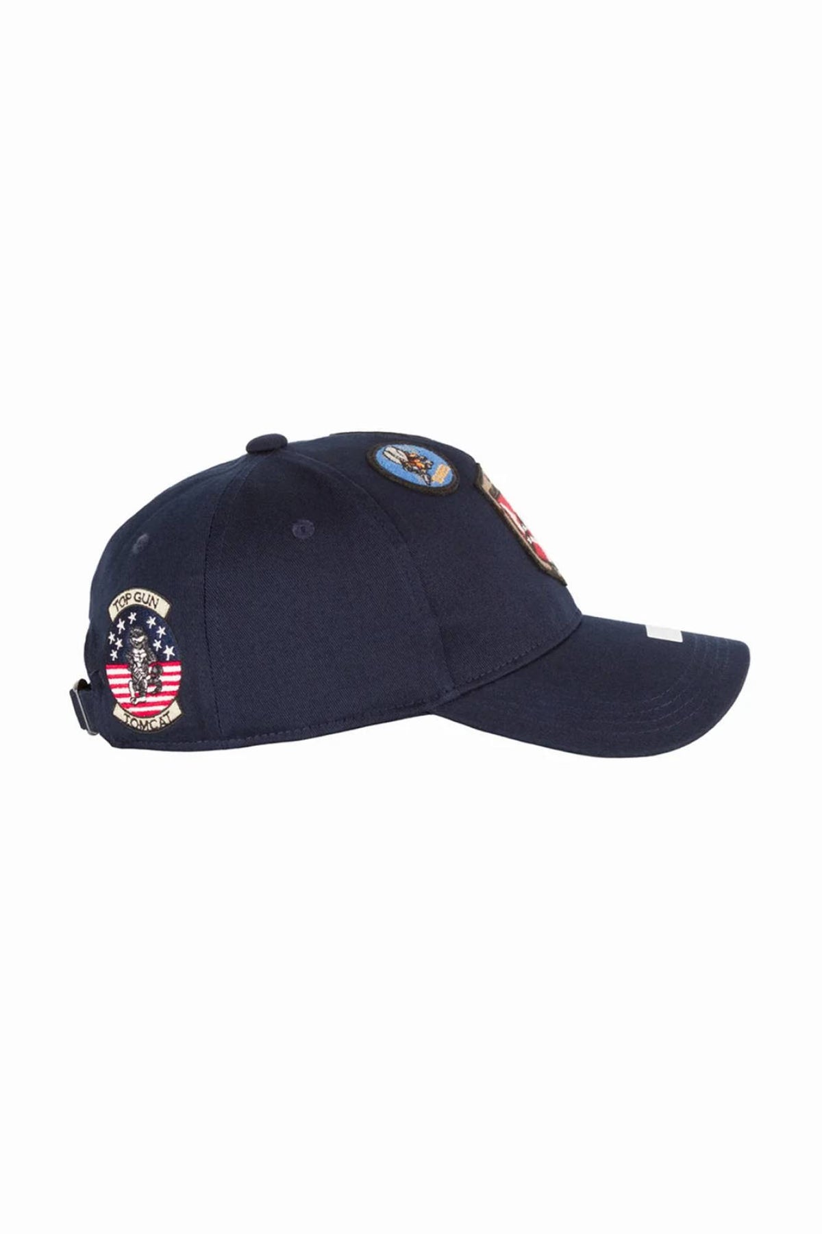Navy blue cotton cap with embroidered patches - Image n°3