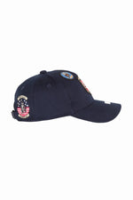 Navy blue cotton cap with embroidered patches - Image n°3
