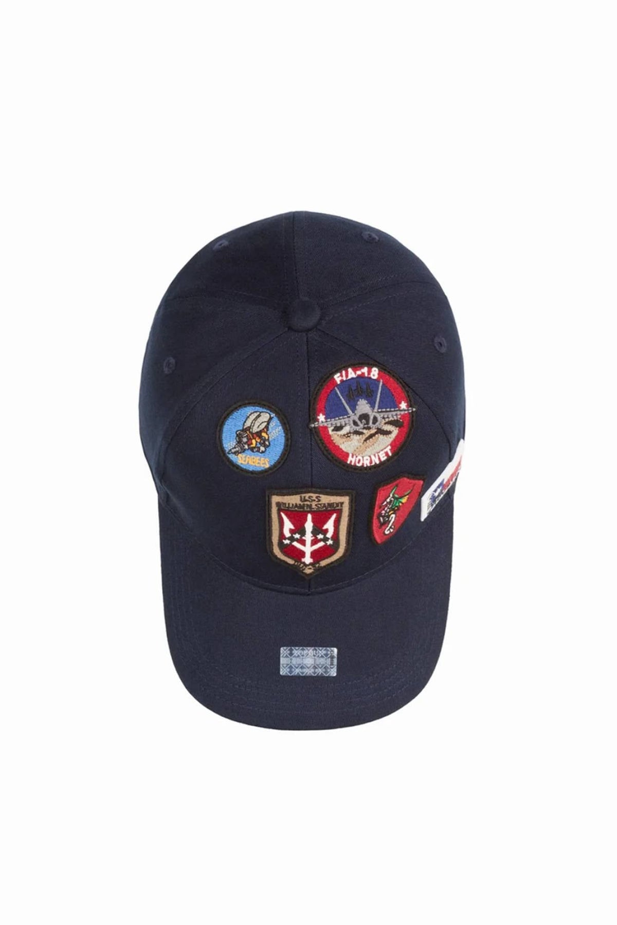 Navy blue cotton cap with embroidered patches - Image n°5