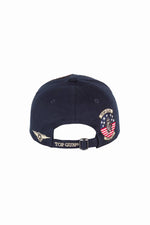 Navy blue cotton cap with embroidered patches - Image n°4