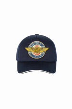 Navy blue cotton cap with embroidered patch - Image n°1