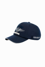 Navy blue cotton cap with embroidered logo - Image n°2