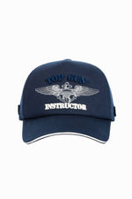 Navy blue cotton cap with embroidered logo - Image n°1