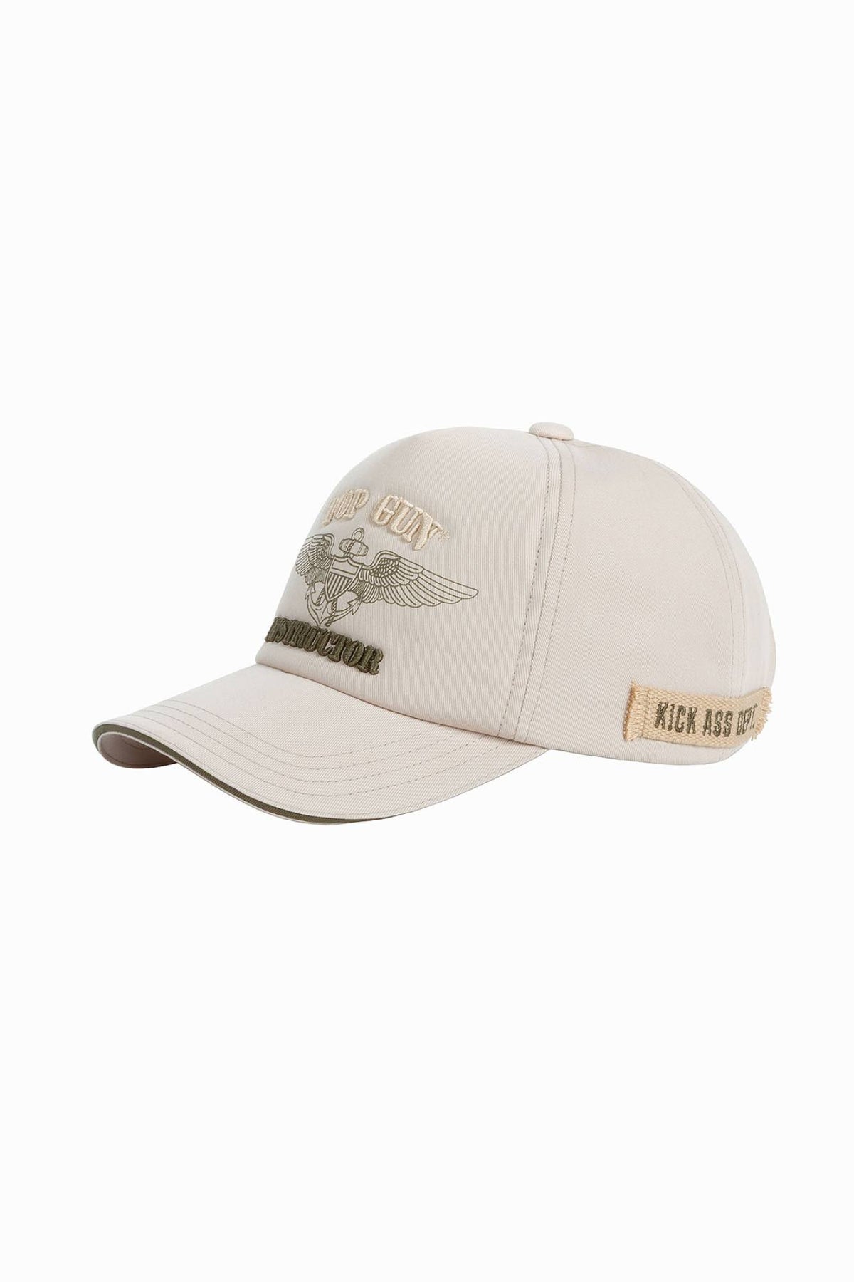 Beige cotton cap with embroidered logo - Image n°2