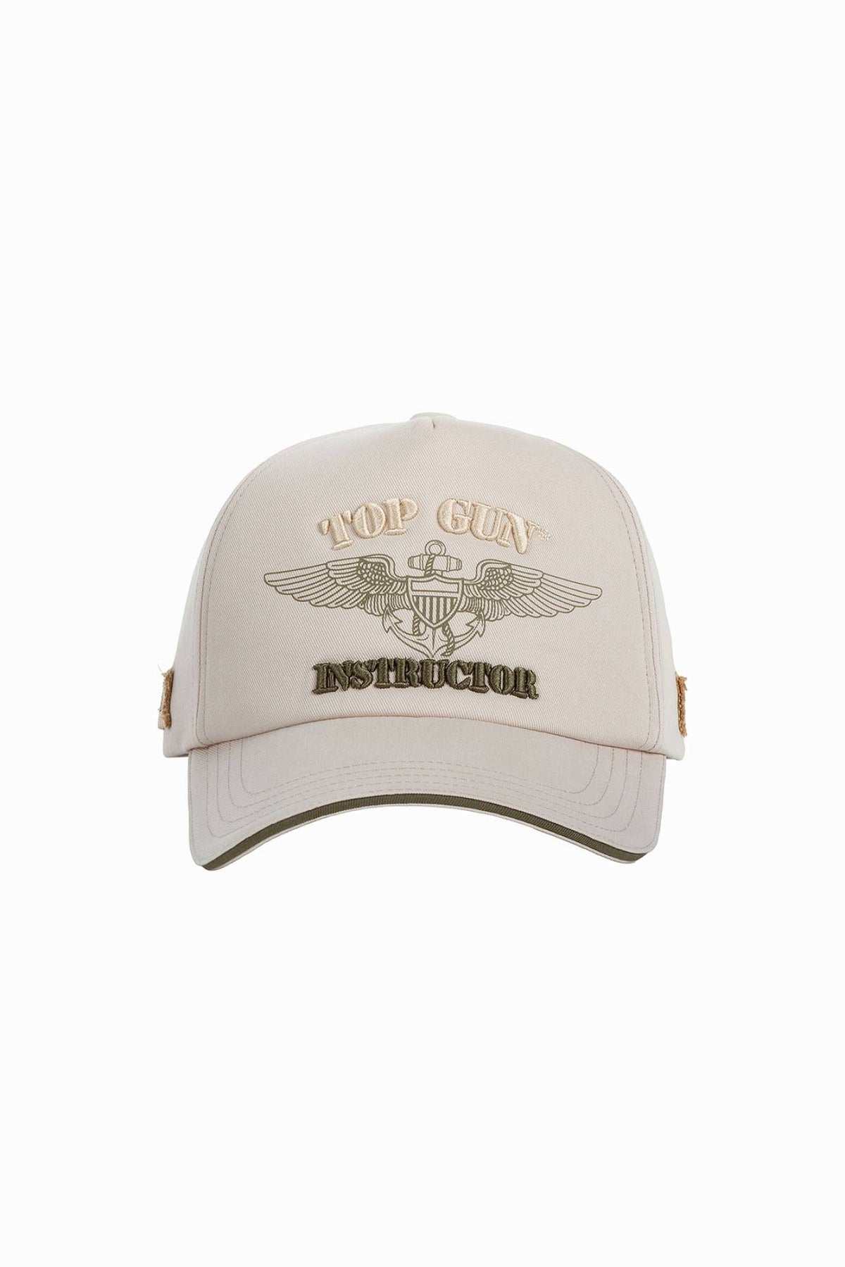Beige cotton cap with embroidered logo - Image n°1
