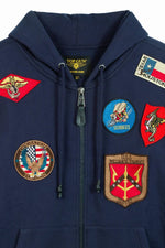 Navy cotton sweater with embroidered patches - Image n°4