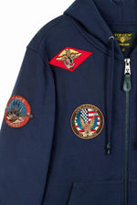 Navy cotton sweater with embroidered patches - Image n°5