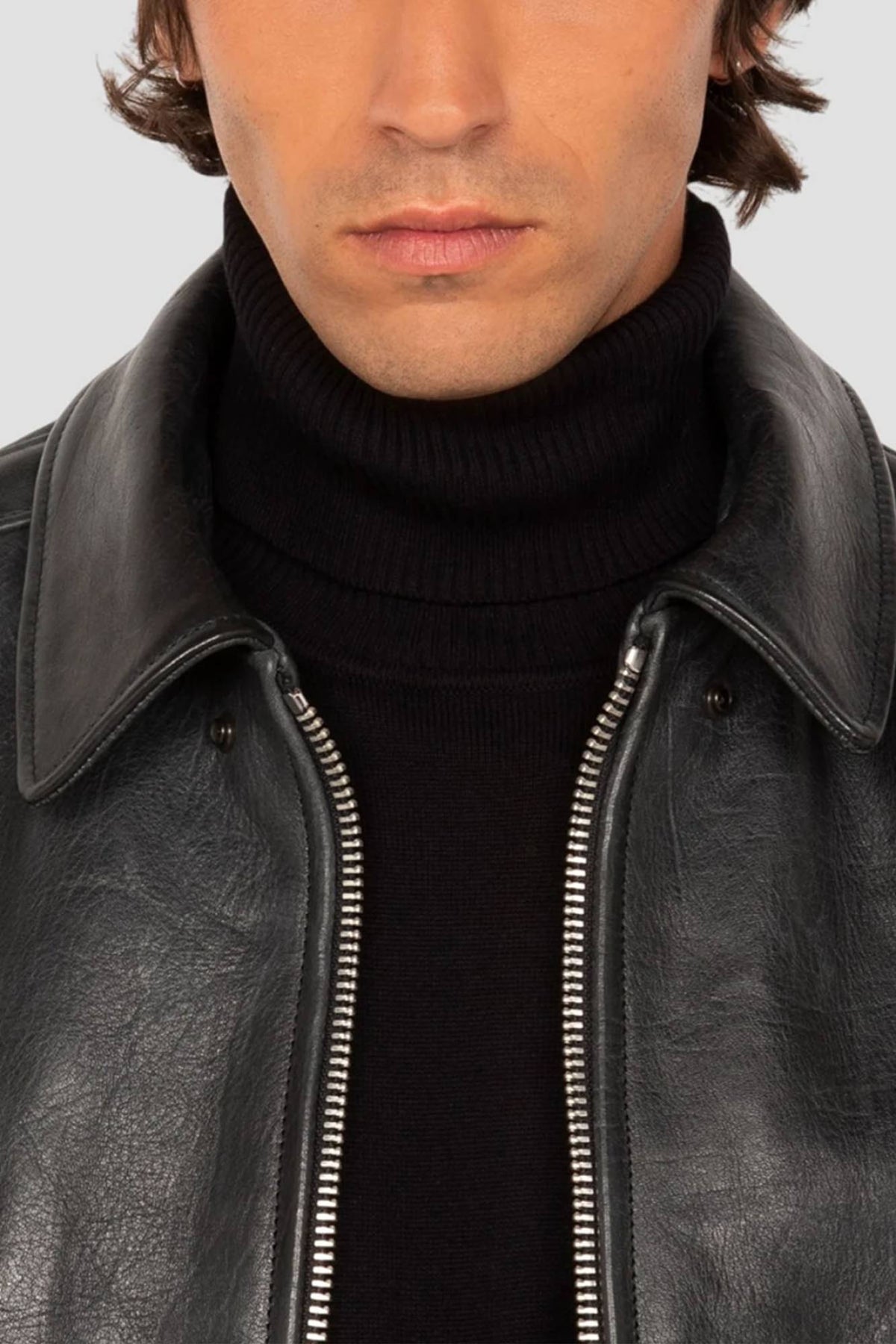 Black horsehide leather “Asbury Park” bomber jacket - Image n°12