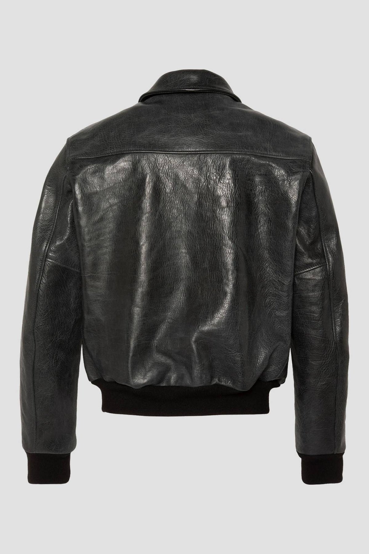Black horsehide leather “Asbury Park” bomber jacket - Image n°8