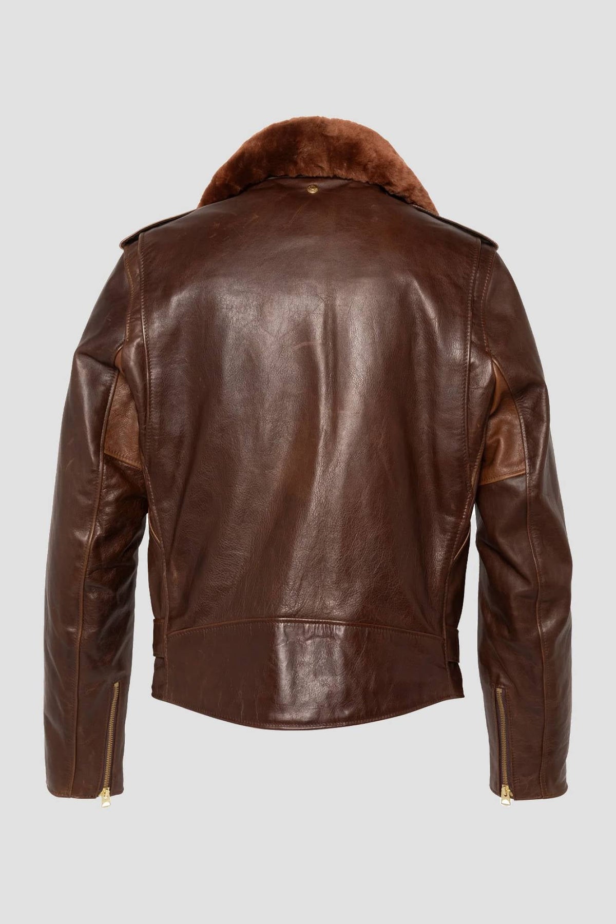 Brown Perfecto® jacket with removable collar, supple Horween horsehide - Image n°11