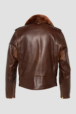 Brown Perfecto® jacket with removable collar, supple Horween horsehide - Image n°11
