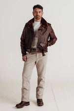 Brown Perfecto® jacket with removable collar, supple Horween horsehide - Image n°4
