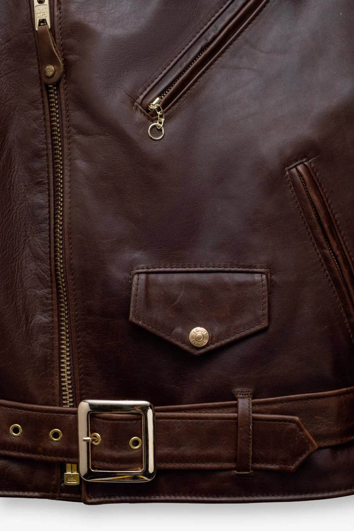 Brown Perfecto® jacket with removable collar, supple Horween horsehide - Image n°16