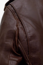 Brown Perfecto® jacket with removable collar, supple Horween horsehide - Image n°12