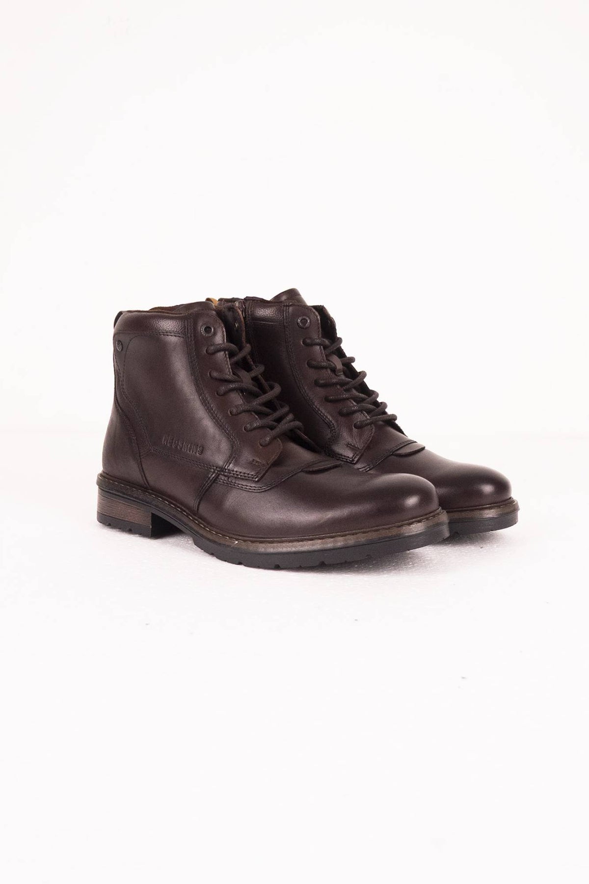 Men's chestnut cowhide leather boots - Image n°1