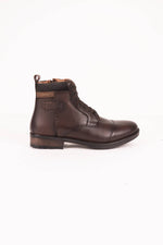 Chestnut leather lace-up boots with leather panels - Image n°3