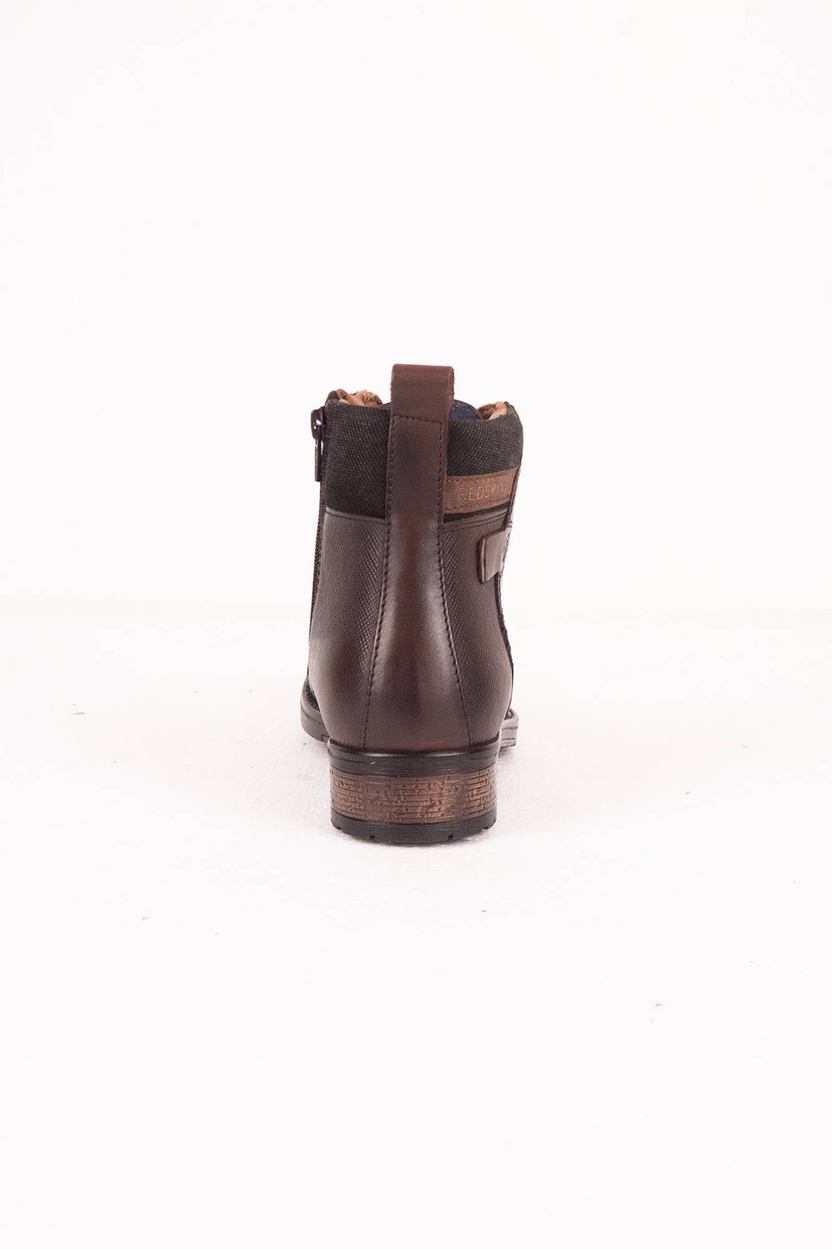 Chestnut leather lace-up boots with leather panels - Image n°5