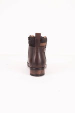 Chestnut leather lace-up boots with leather panels - Image n°5