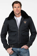 Men’s navy blue canvas flight jacket - Image n°2