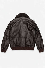 Brown leather flight jacket with aviation patches - Image n°3