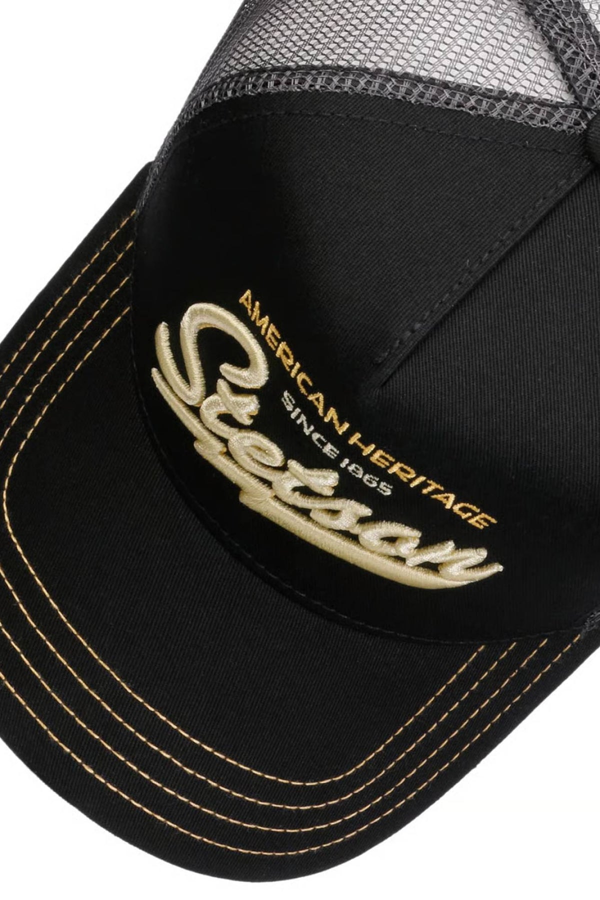 Black mesh cap with yellow and white embroidery - Image n°3