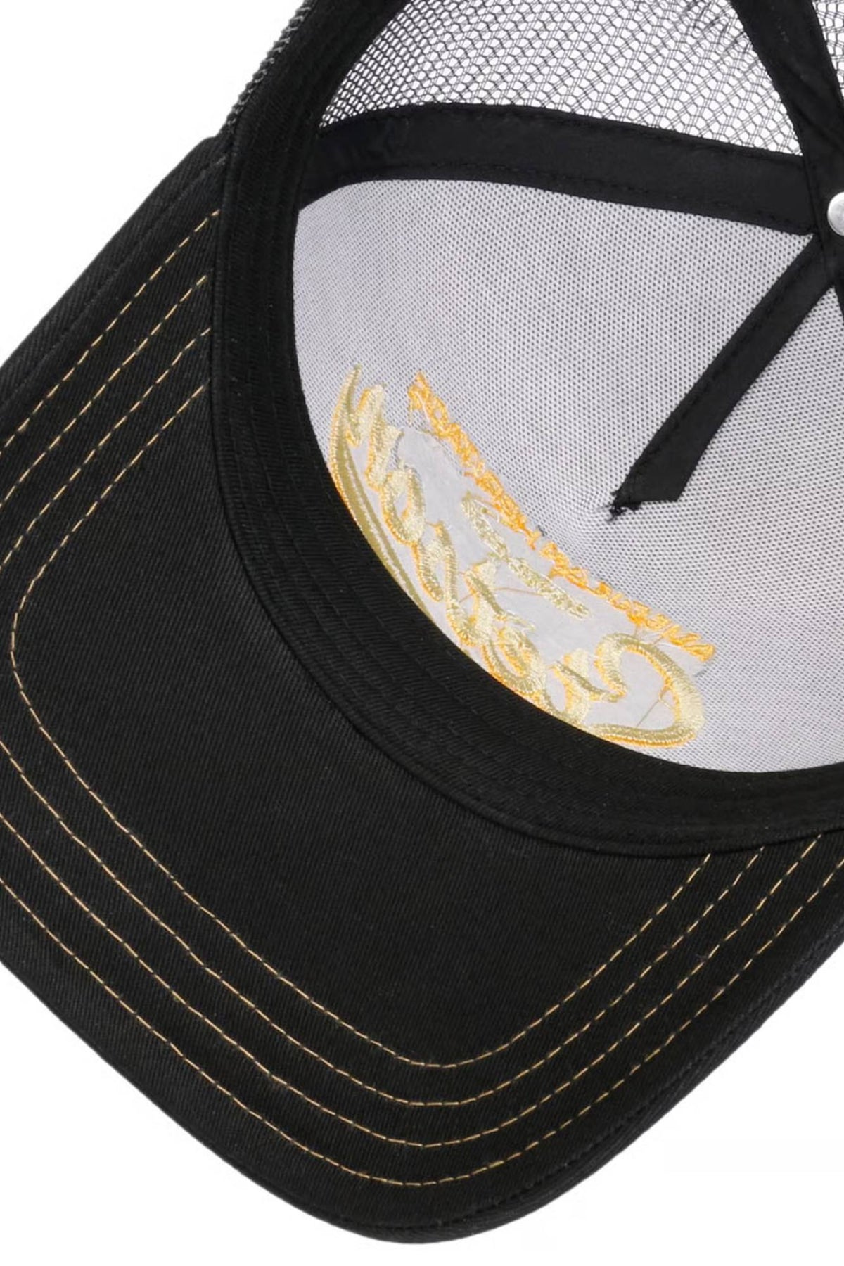 Black mesh cap with yellow and white embroidery - Image n°4