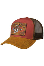 Tricolor mesh cap with cowboy skull illustration badge - Image n°1