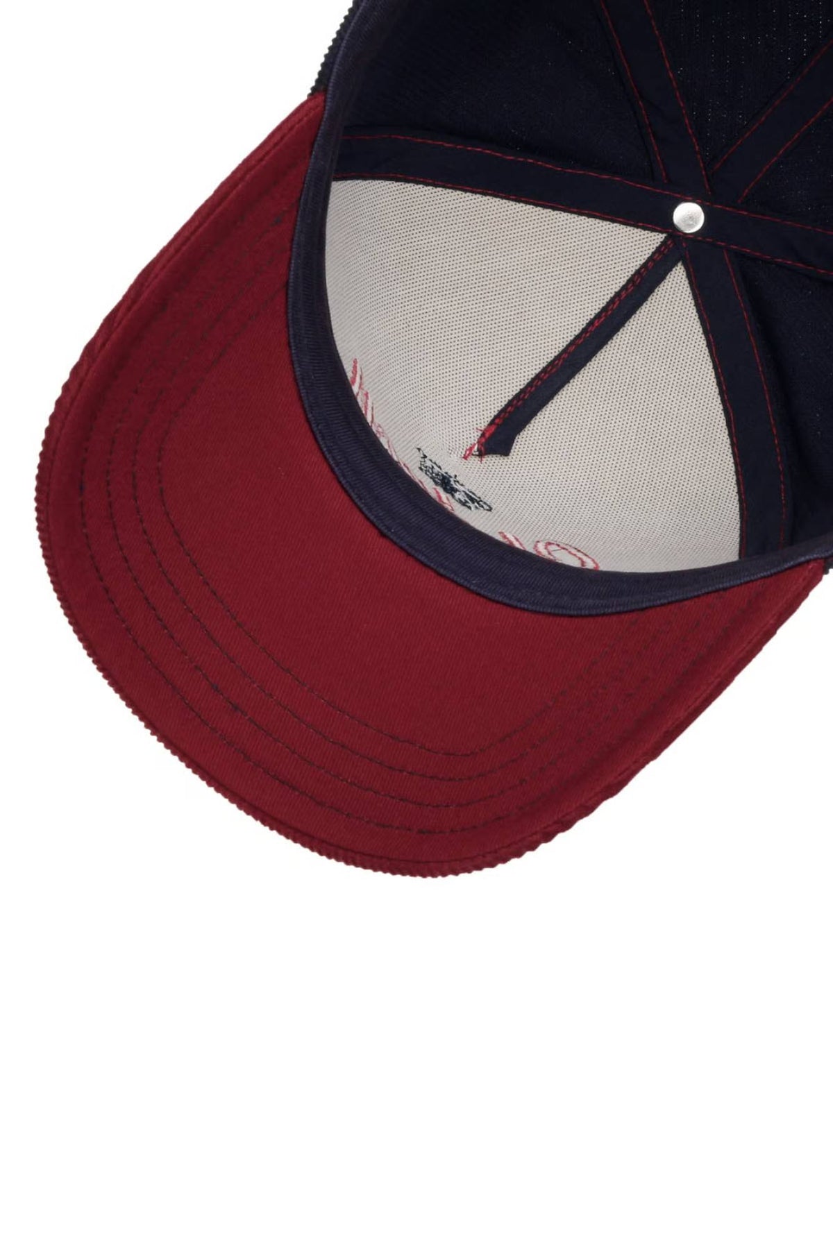 Blue, white and red trucker cap with embroidered retro racing illustration - Image n°5