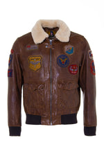 Daytona's aged lambskin aviator jacket with detachable fur collar. - Image n°6