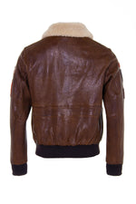 Daytona's aged lambskin aviator jacket with detachable fur collar. - Image n°7