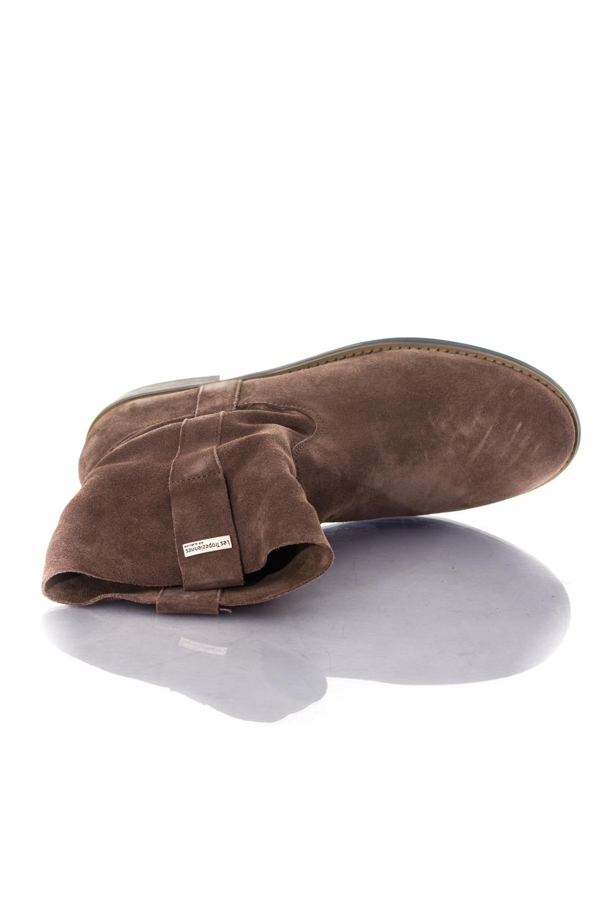 Taupe suede leather boots - Image n°3