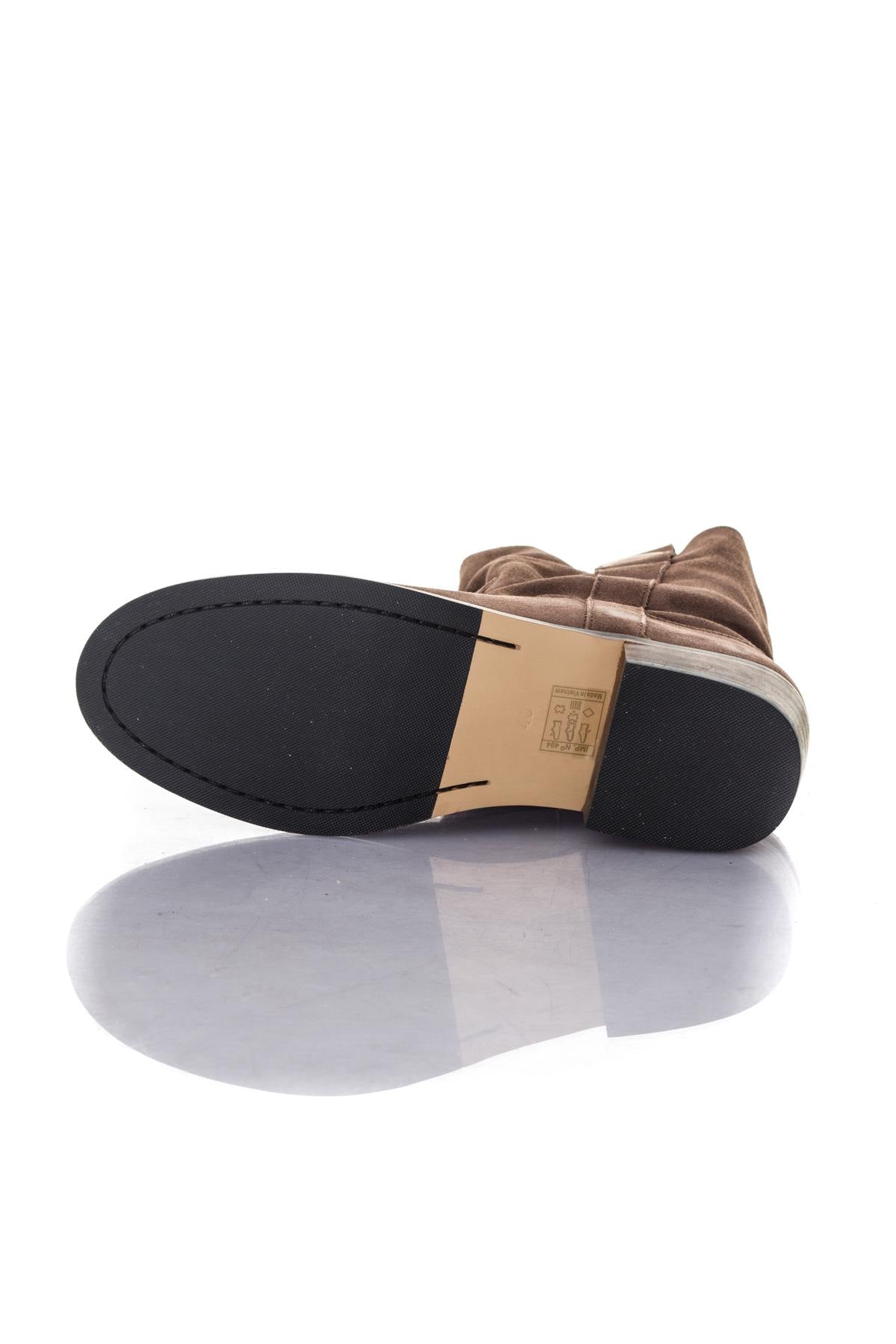 Taupe suede leather boots - Image n°4