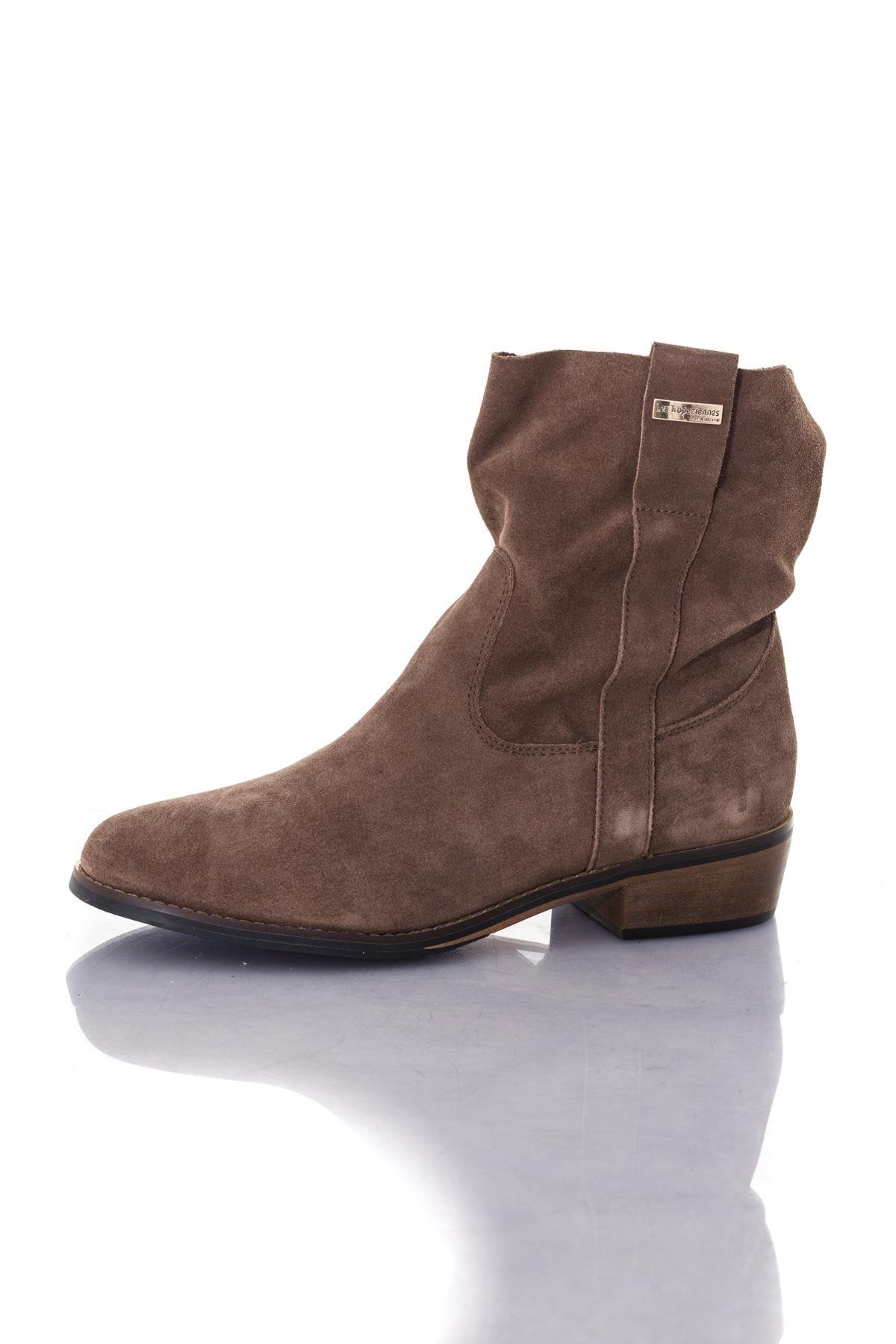 Taupe suede leather boots - Image n°6