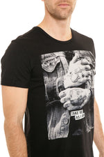 Men's black Kaporal cotton t-shirt with round neck - Image n°2