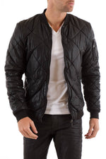Scotch and Soda Gridded Teddy style leather jacket Black - Image n°2