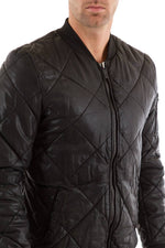 Scotch and Soda Gridded Teddy style leather jacket Black - Image n°3