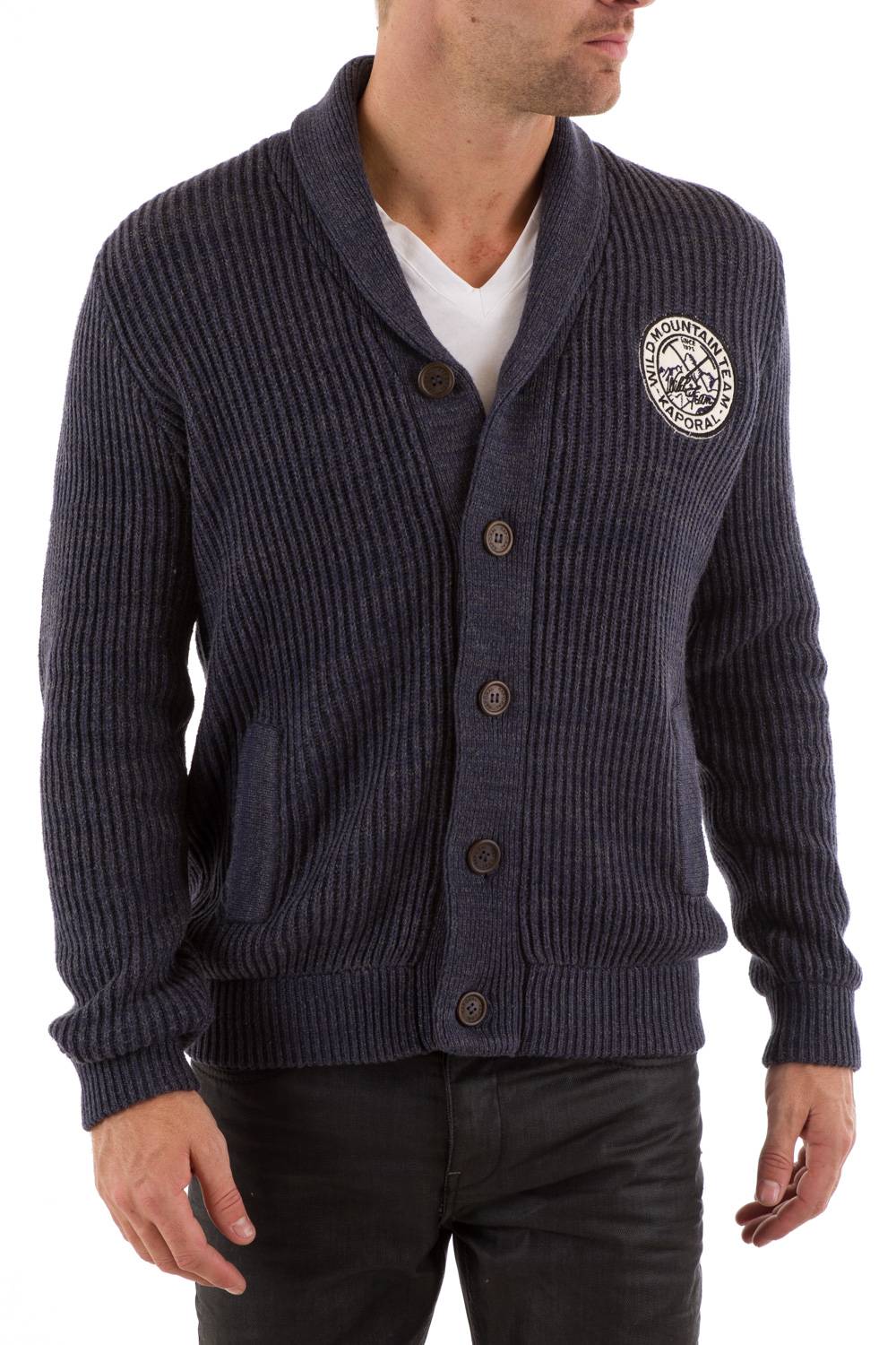 Men's Kaporal cotton cardigan Midnight blue - Image n°1