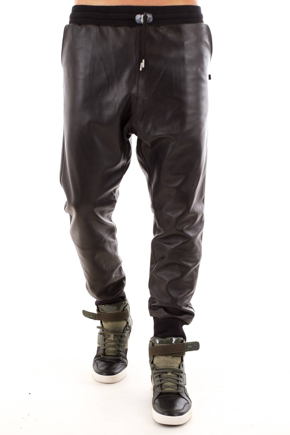 Seven tees leather harem pants Black for Men - Image n°1